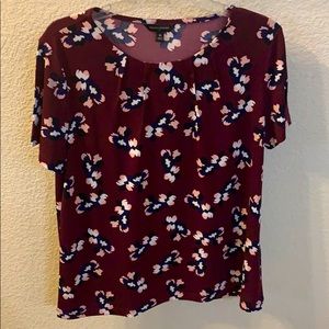 Banana Republic Burgundy Floral Blouse